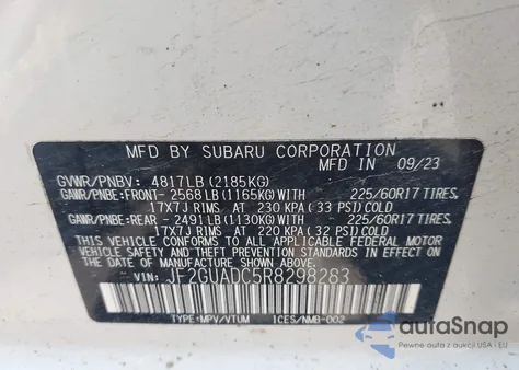 2024 Subaru Crosstrek Premium from USA, damaged, VIN JF2GUADC5R8298283